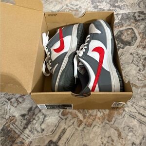 Youth Nike Dunks Gray and Red